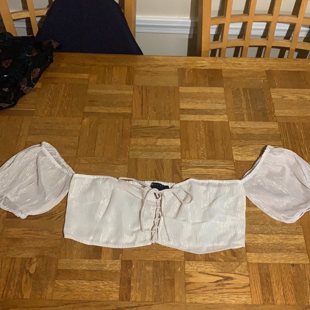 ASOS lace up off the shoulder beach cover up top